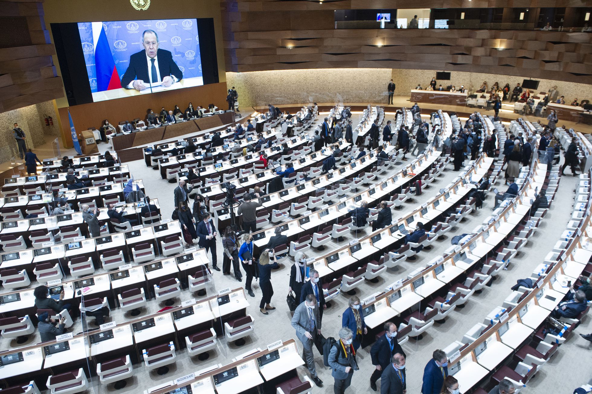 Los diplomáticos abandonan la sesión del Consejo de Derechos Humanos durante el discurso de Serguéi Lavrov. DPA VÍA EUROPA PRESS (EUROPA PRESS)