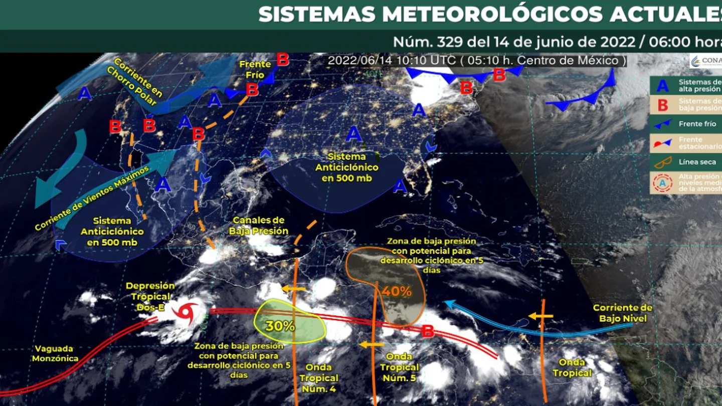 Clima en México para el 14 de junio de 2022 Foto: @conagua_clima